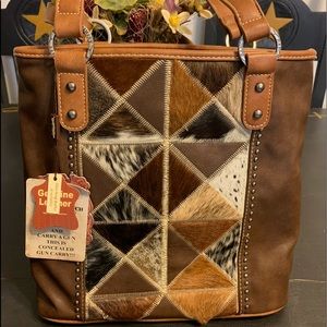 Conceal carry leather cowhide purse